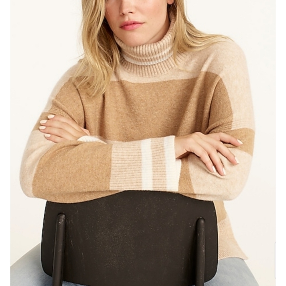8. J.Crew Striped turtleneck sweater in Supersoft yarn - pink
